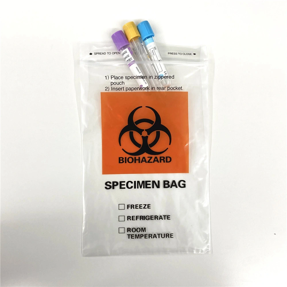 Venta caliente de recuperación médica Biohazard Ripstop Colección Transporte Ziplock comprimido de plástico con cierre de cremallera la cremallera de la bolsa de espécimen