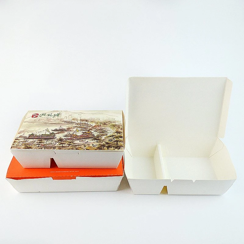 Biodegradable Disposable Microwave Takeaway Take out 3 Compartment Paper Fast Food Packaging to Go Containers Lunch Box