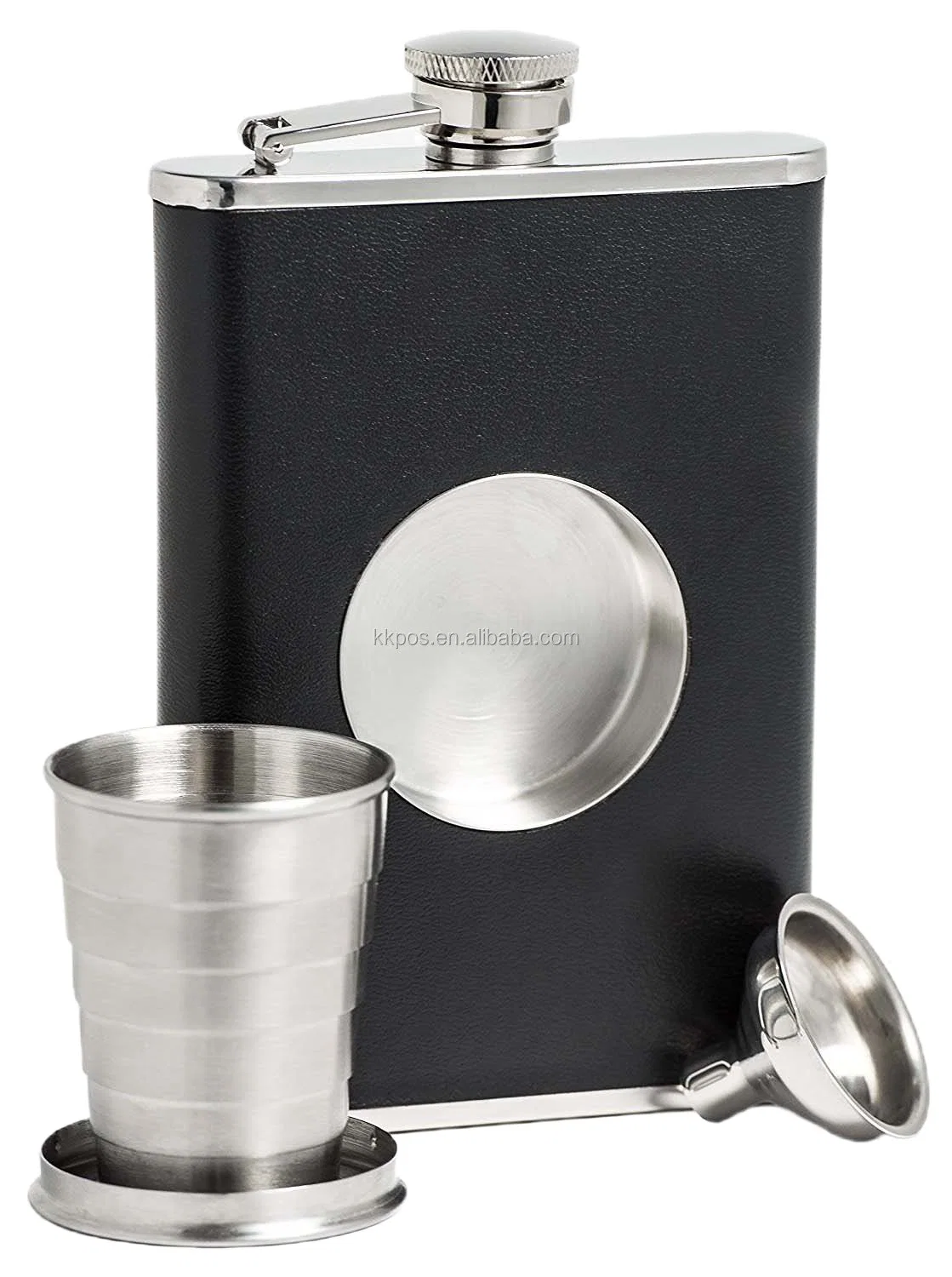 Alcohol 6 Oz Natural Metal Color Stainless Steel Hip Flask with Debossed Logo