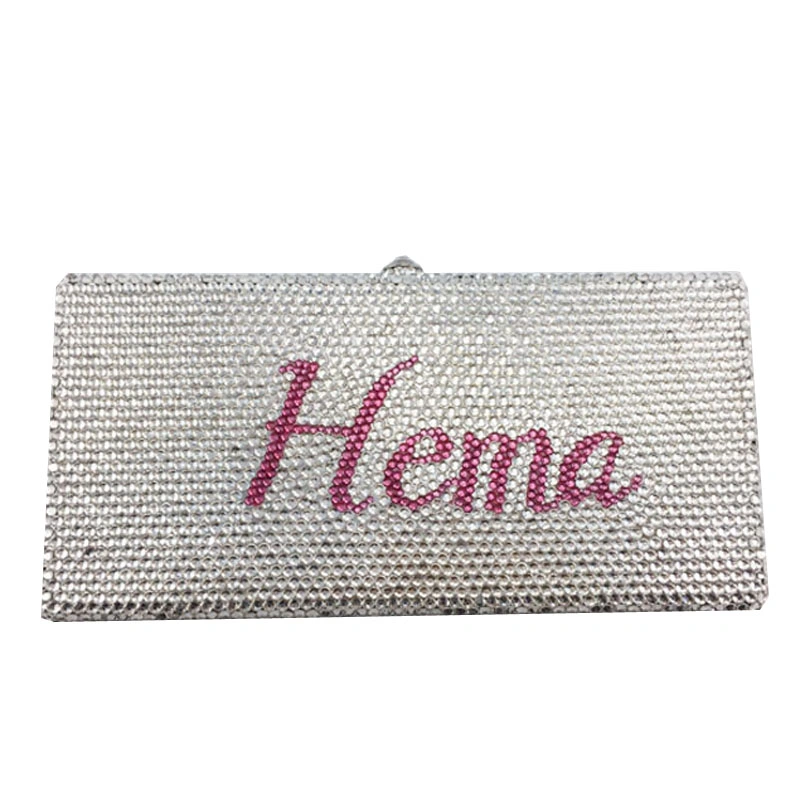 High-Quality Customize Name Bag 100% Handmade Crystal Clutch