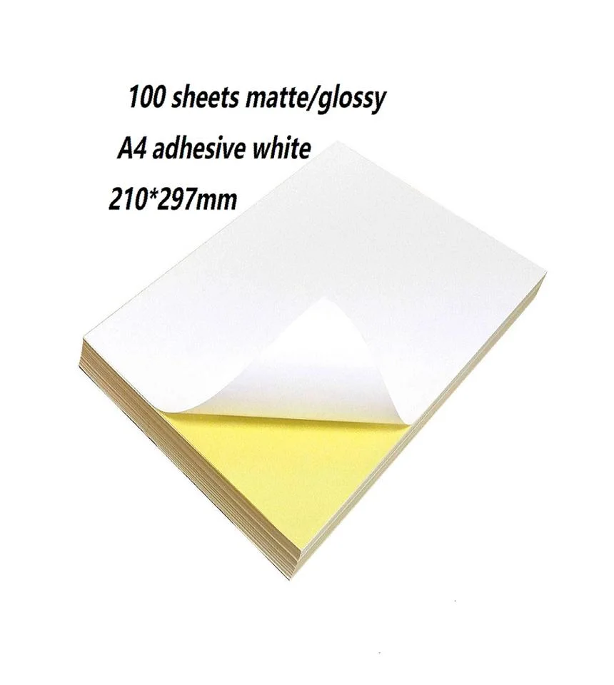 Adhesive Sticker Label Paper Sheet A4 Size Glossy or Matte Backside Yellow Type for Inkjet or Laser Printing