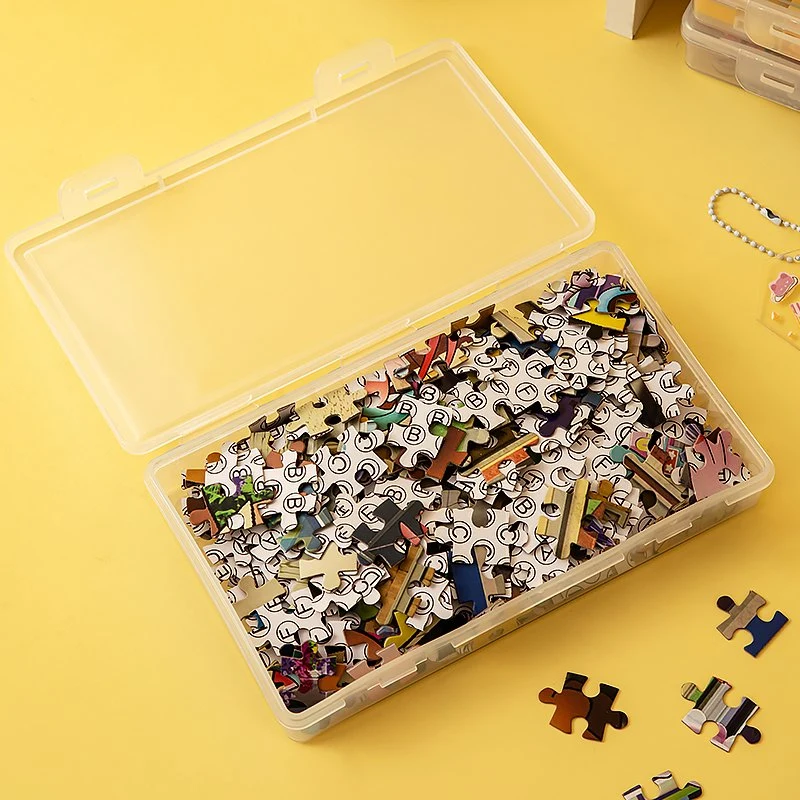 Building Block Puzzle Storage Box with Lid Plastic Stackable Organizer