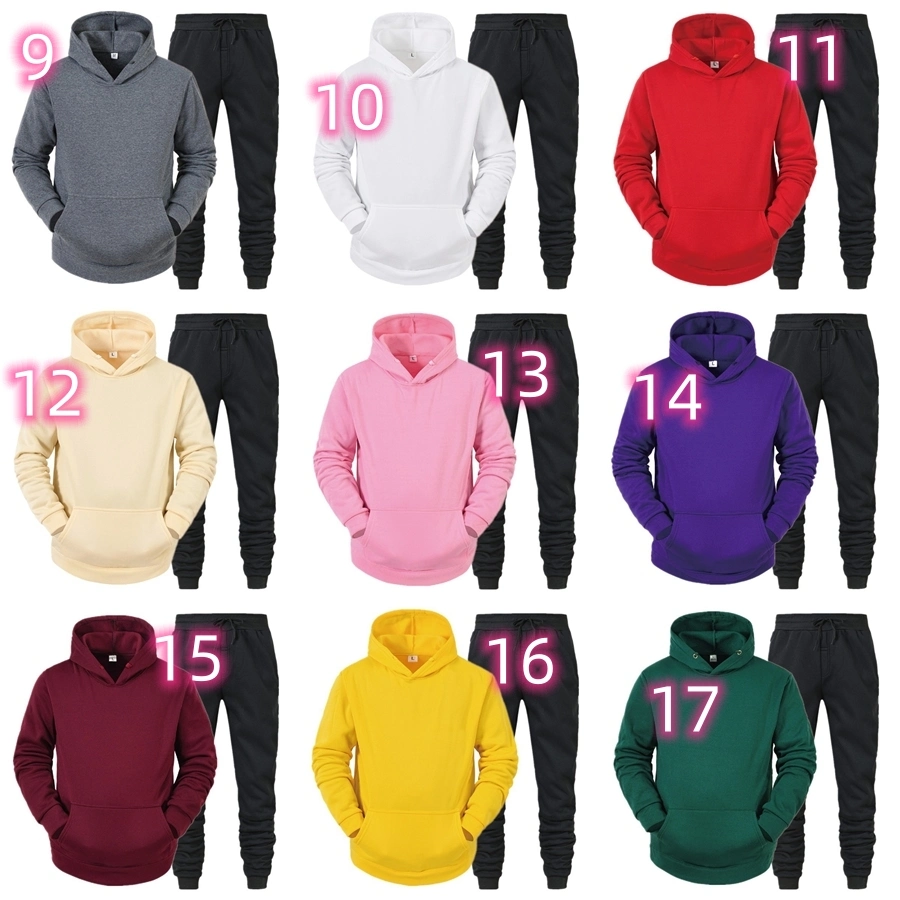 Herren Hoodie Trainingsanzug 2 Stück, Solid Color Fleece Warm Jogging Activewear mit Langarm Pullover Hoodies Casual Sweatset-Sets für Herren