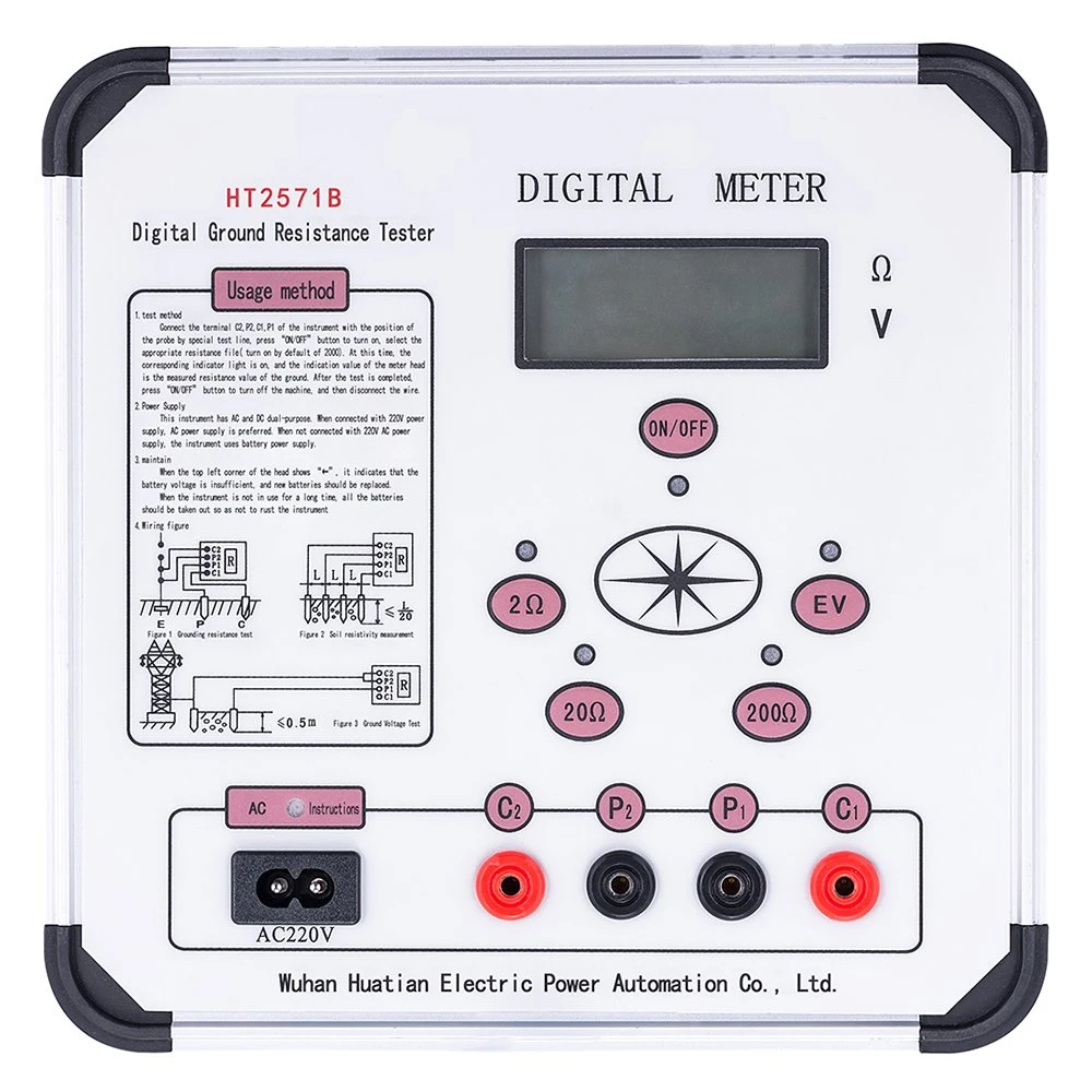 Ht2571b 0-2000ohm Digital Portable Grounding Resistance Measuring Instrument