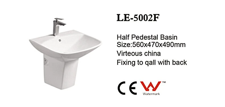 Porcelain Half Pedestal Wash Basin Wall Hung CE and Water Mark Half Pedestal Sink Ceramic Wc Lavatory Washbasin