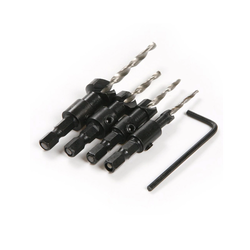 4PCS Hex Shank Countersink Bit for Wood,Wood Countersink Bit,Screw Countersinks,Plug Cutter and Countersink Set,Countersink Screw Bit,Countersink Drill Bit Set