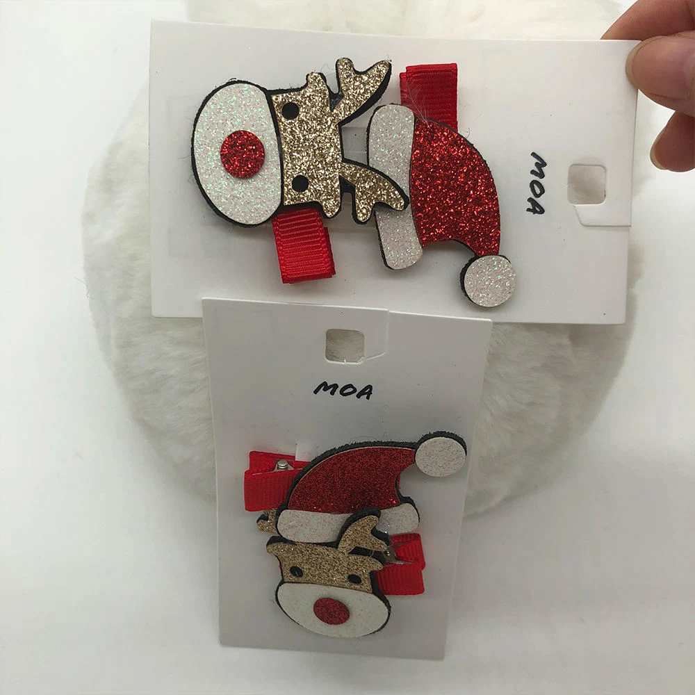 Hot Sale Fashion Lovely Christmas Hat Elk Shape Girls Hair Accessories Clips