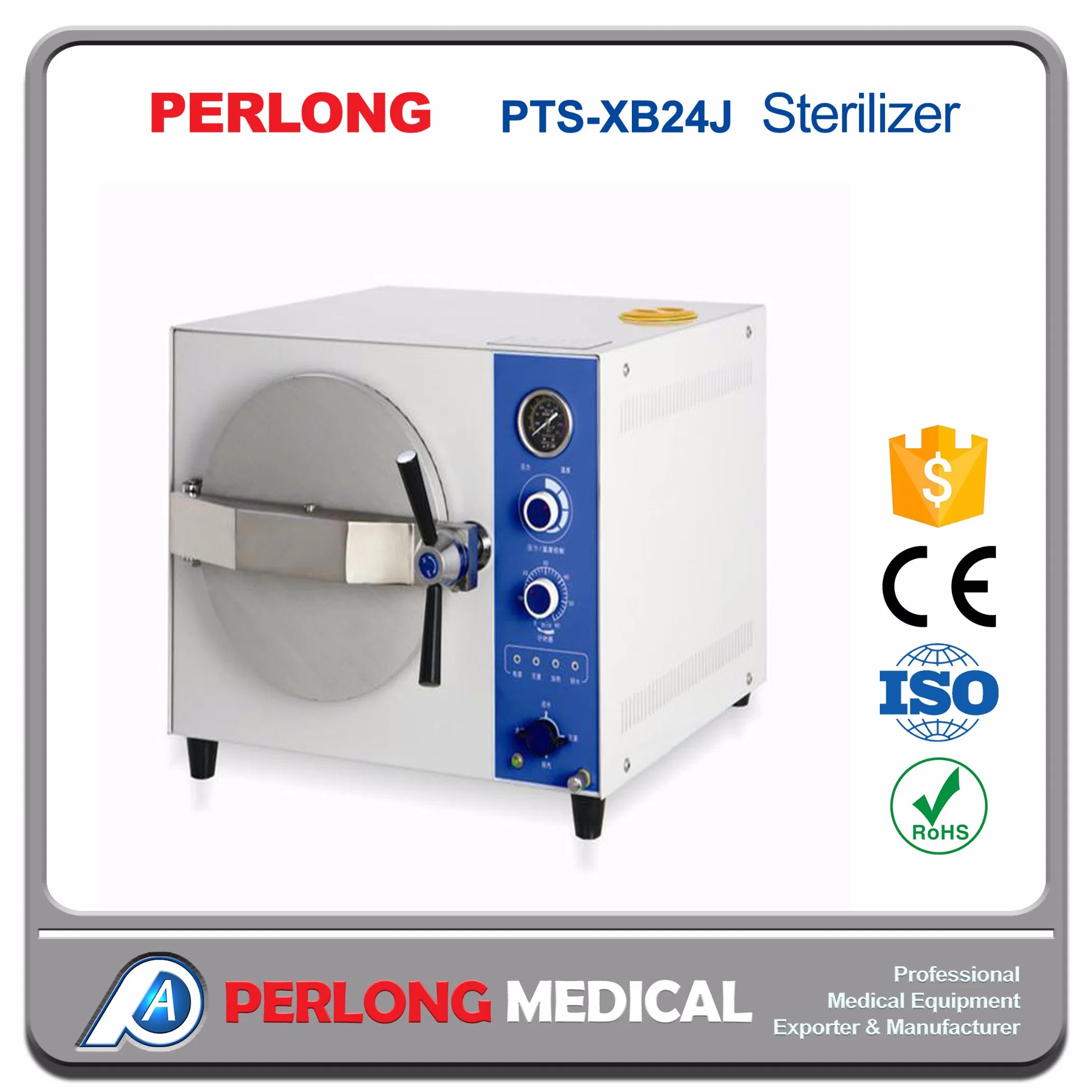 Medical Auto Tabletop Steam Sterilizer 25L High Pressure; Pts-Xb24j