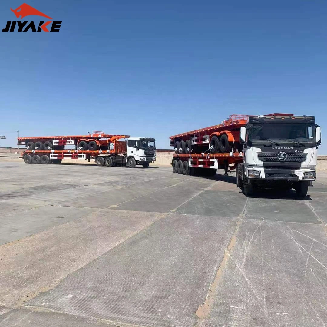 40 60 100 Ton Heavy Duty 3 Axle 4 Axle Low Flatbed Loader Deck Lowboy Trailers Lowbed Semi Trailer with Ramps