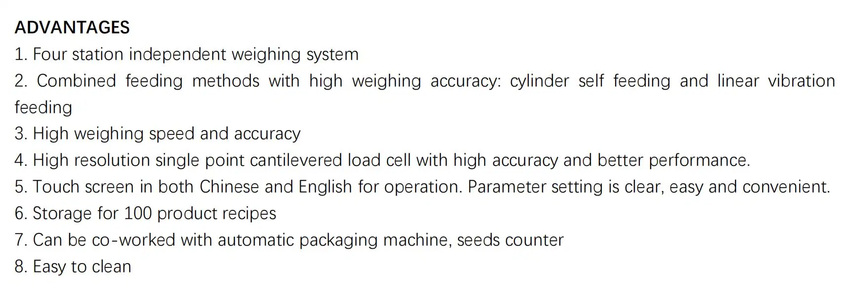 500g-2000g Seeds Four Head Linear Weighing and Sampling Machine