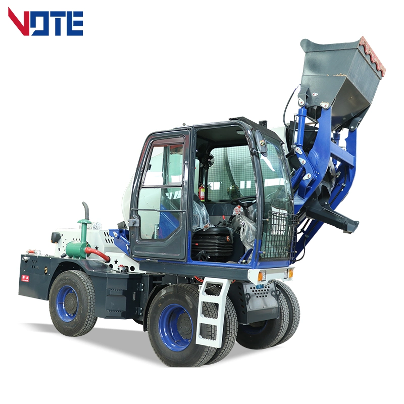 Hydraulic Wheel Mixer Truck with Transportation Bucket Self-Loading Cement Mixer Cheap Price