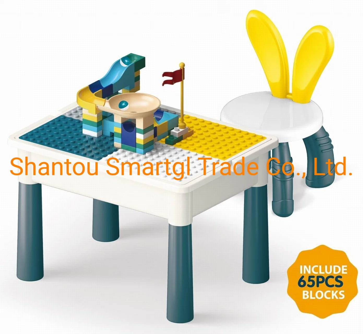 New Style Accumulator Table Equipped with 65 PCS Blocks for Children&prime; S Early Education Interactive DIY Colorful Toy