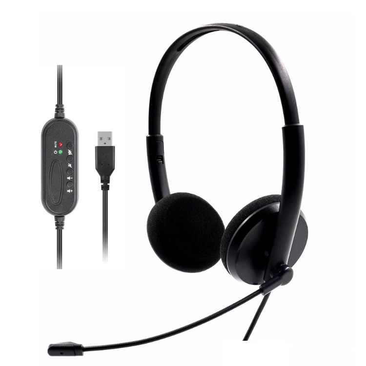 Hochwertiges Headset mit Geräuschminimierung für kabelgebundene Callcenter-Kopfhörer Mit Multifunktionsstecker 3,5mm USB Typ C Stecker