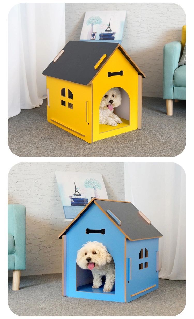 Utilisation intérieure et extérieure Maison pour animaux Facile à assembler Chenil pour chien Lit en bois respirant pour animaux de compagnie Portable Lit pour chat et chien