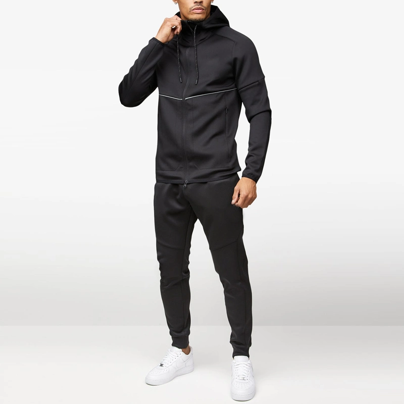 Factory Price Wholesale/Supplier Custom Men Sportswear Black Blank Nylon Tracksuit Set