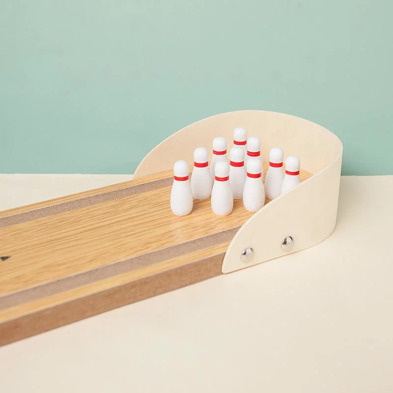 Wooden Bowling Game 19PCS Tabletop Mini Bowling Set