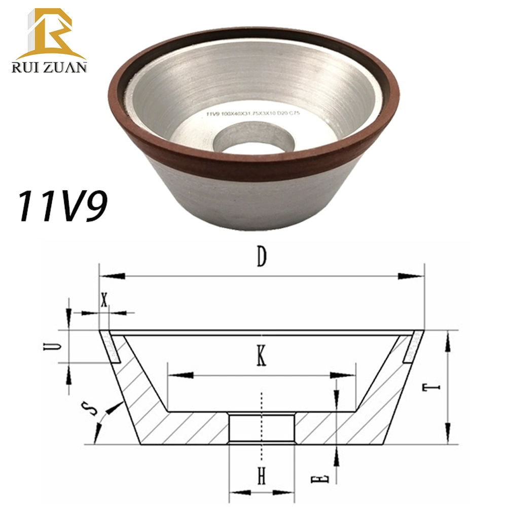 Rueda de esmerilado de resina Bond de 6 pulgadas CBN 11V9 para carburo Hoja de sierra circular del volante