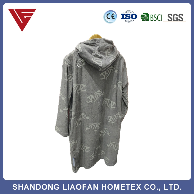 High quality/High cost performance Cotton Velour Print Hooded Bathrobe Pajama Roe for Men