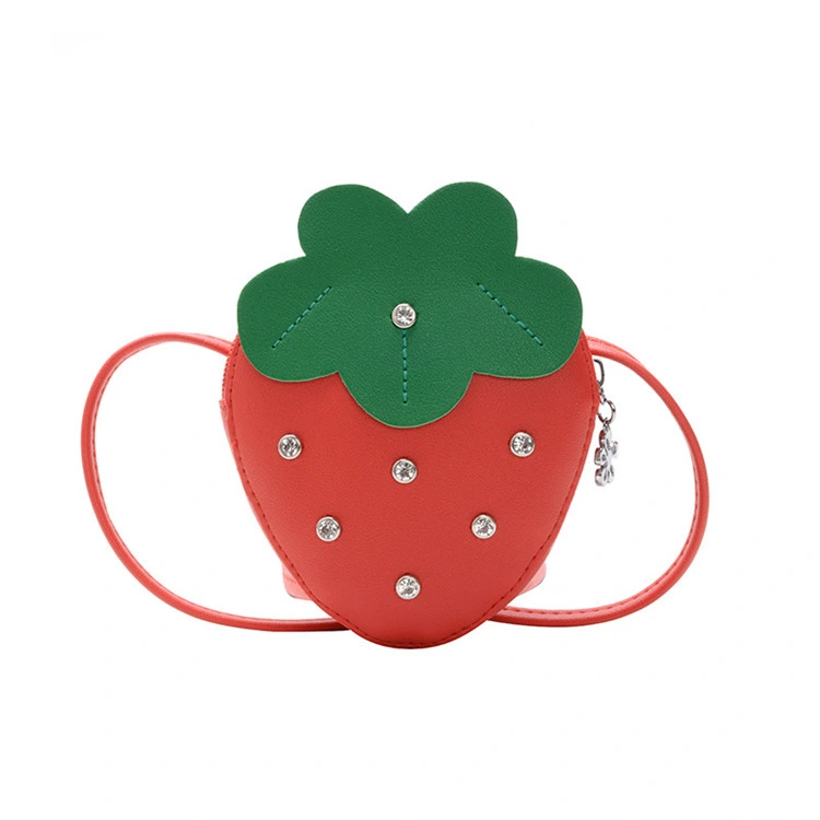 Cute Strawberry Rivet Kids Bag New Fashion Cross-Body Bag Pocket Wallet