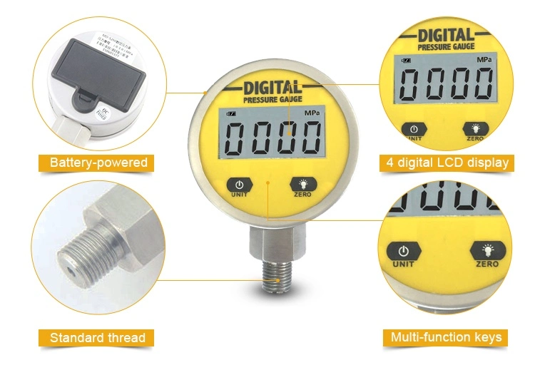 Hochpräzise Messgeräte LCD-Anzeige Digitales Manometer für Verteilermanometer