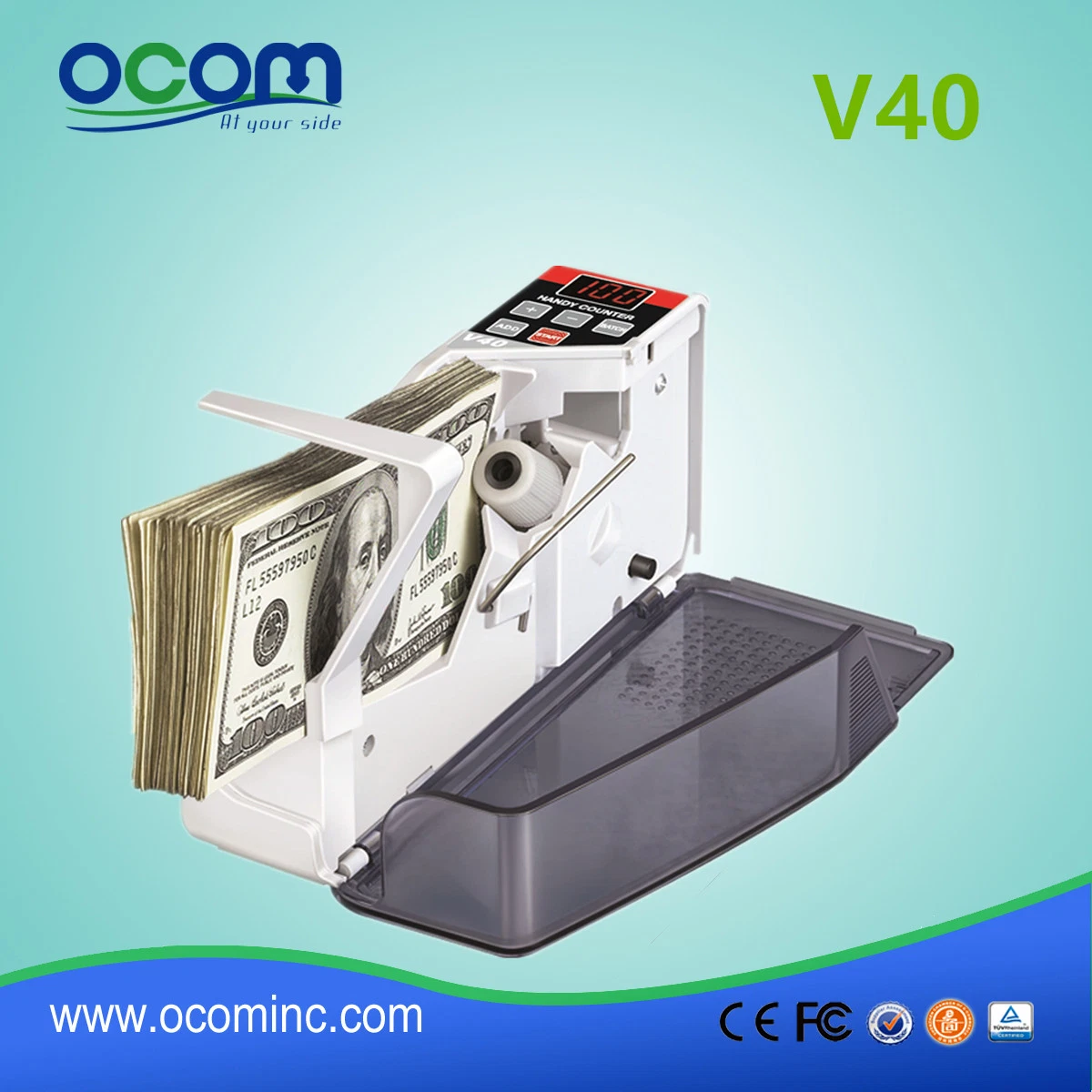 V40 Portable Argent Argent Cash Machine de comptage