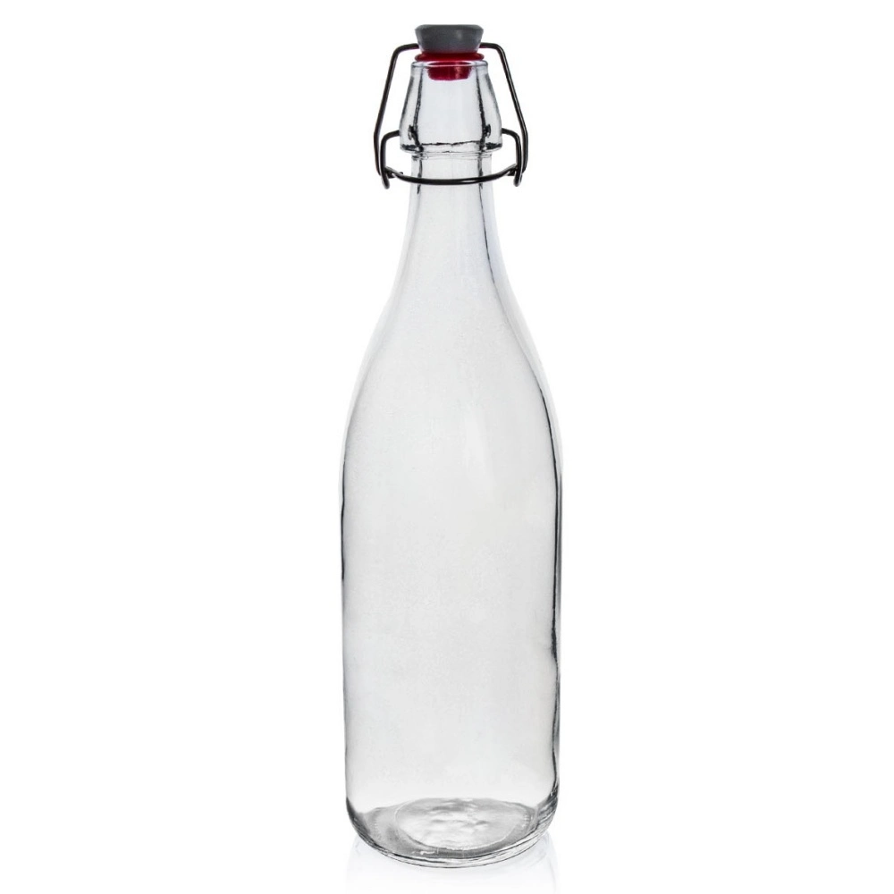 Stripes Body Swing Top Sealed Lid Glass Bottle with Clip 1000ml Beverage Wine