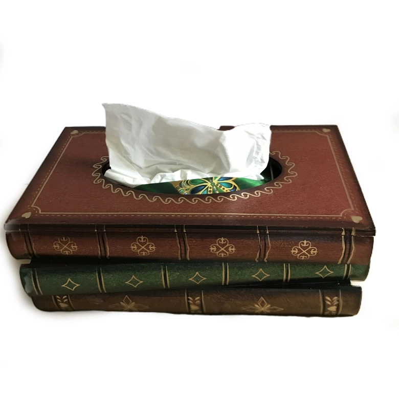 Books Model Tissue Box Vintage Resin Napkin Holder Paper Case for Home Decor