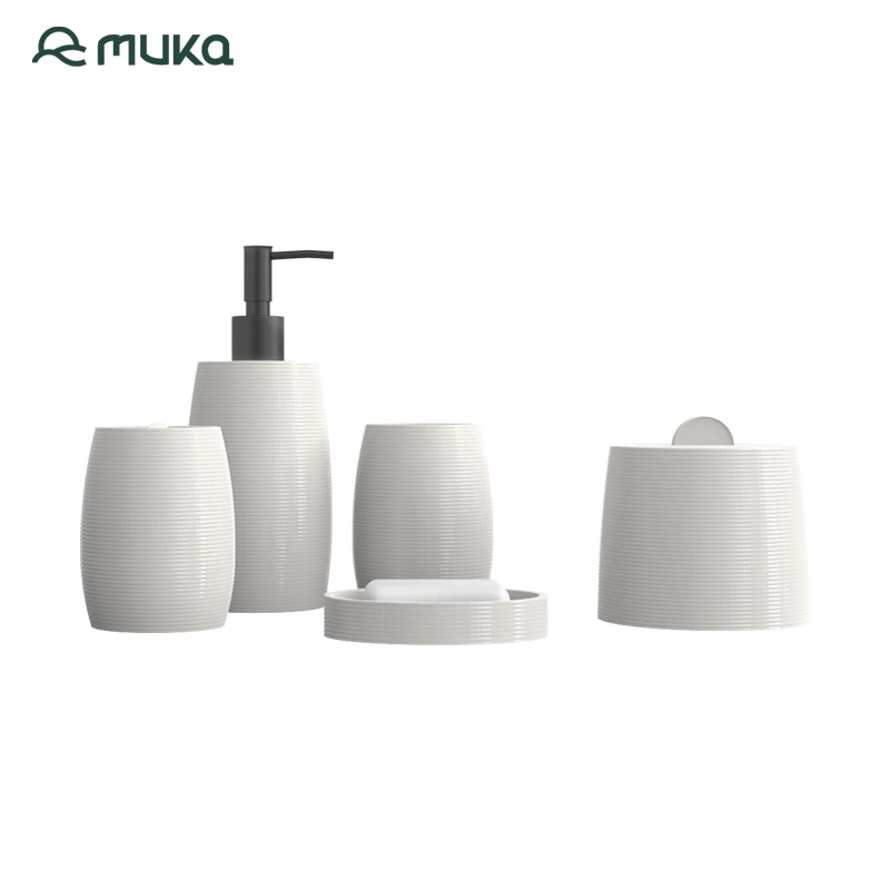 Cream-Colored Horizontal Simple Geometric White Bathroom Set Bathroom Accessories