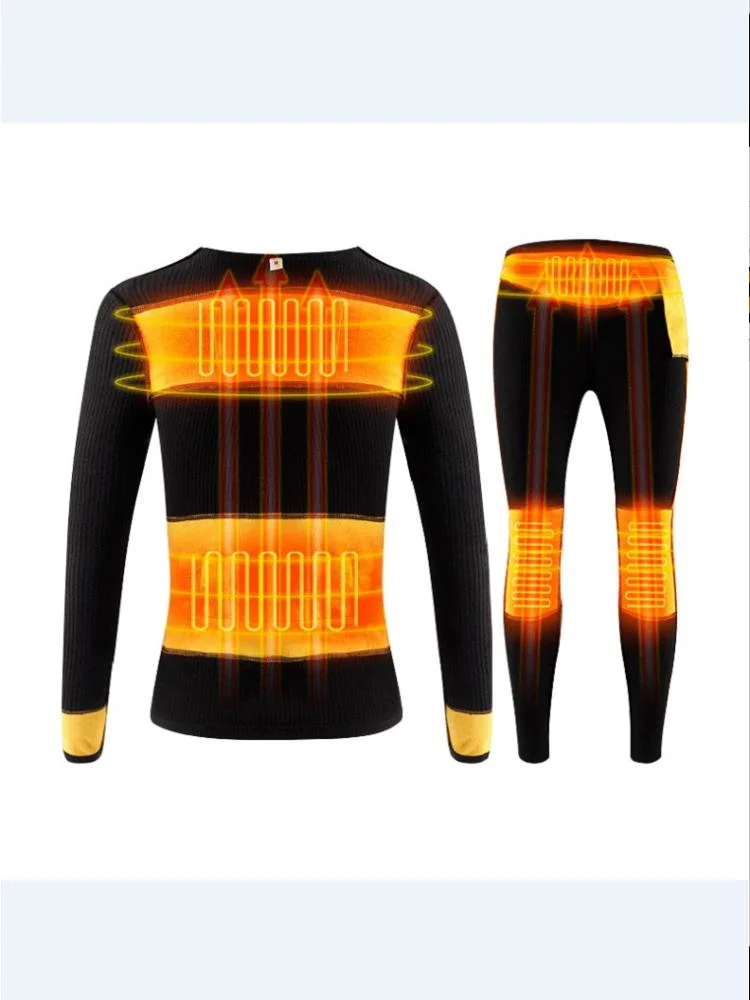 New Winter Products 7.4V DC Soft Lightweight Thick Smart Heating Clothes Interface Electrical Heated Underwear for Men and Women Heated Ultra