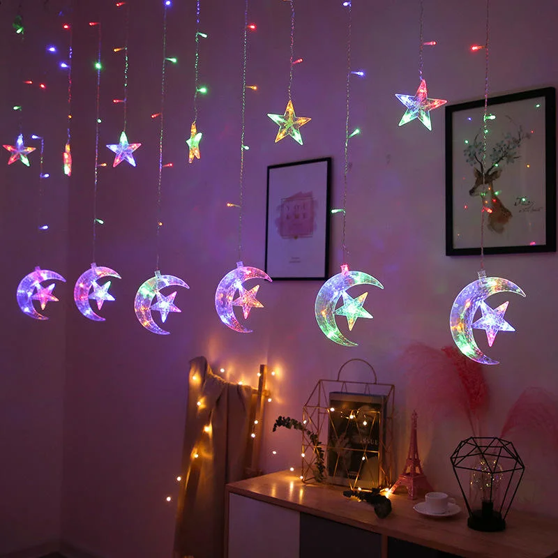 Ramadan Decorative Lights 138 LED Moon Star LED Lights String Christmas