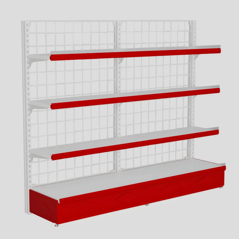 Hypermarket Display Stand Wire Mesh Back Panel Supermarket Shelves Steel Storage Racks