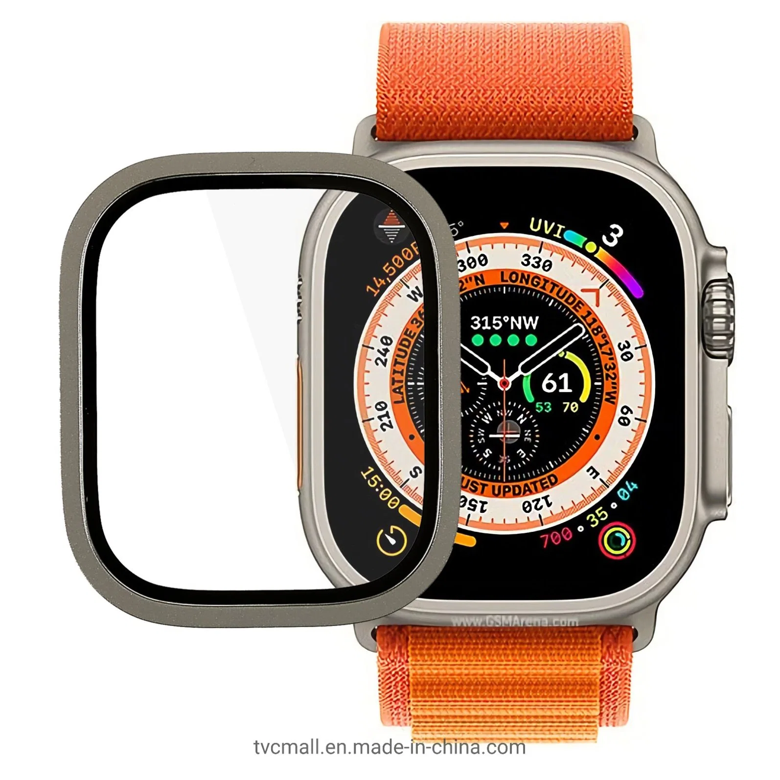 Para o Apple Watch Ultra 49 mm em liga de titânio vidro temperado integrado Estojo Smart Watch