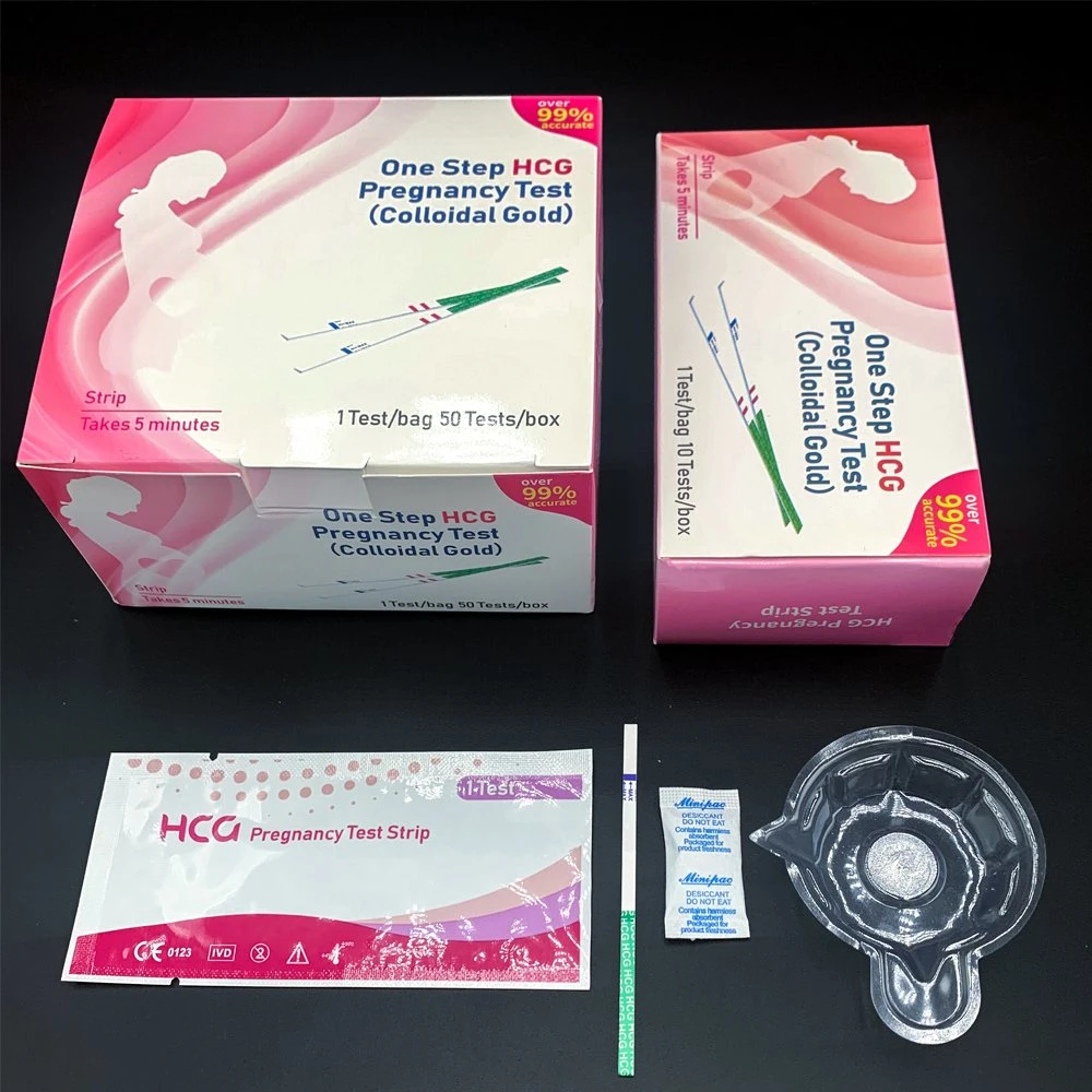 Hohe Genauigkeit 1-Schritt-Kolloidal Gold Rapid Test Strip HCG Schwangerschaftstest