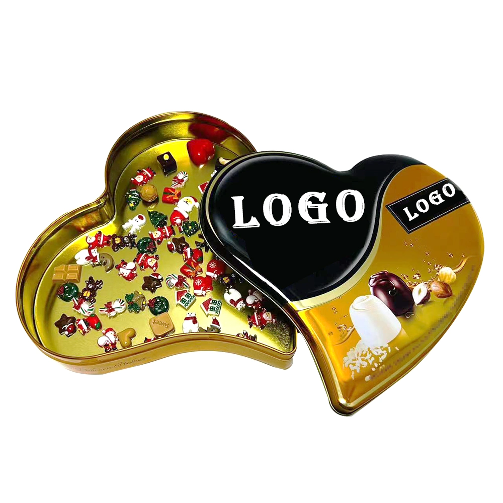 Специальная упаковка Tinplate Valentine Day Black Heart Shaped Metal Box Упаковка продуктов Вold Tin jar