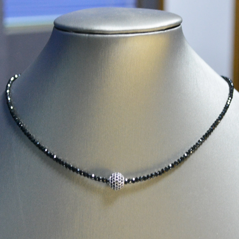 Fashion Black Spinel Necklace Earring Jewelry Set (CFSPN012)