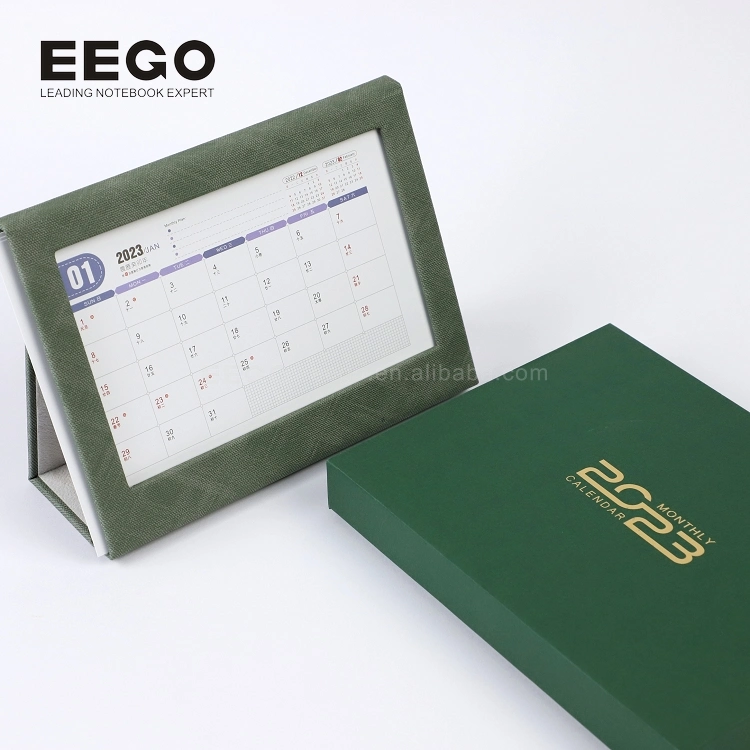 Calendario de escritorio personalizado de cuero PU de lujo 2024 Calendario de 365 días