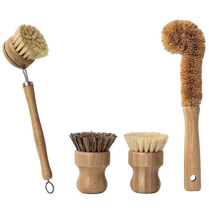 Wood Bamboo Handle Kitchen Cleaning Brushes for Pot Pan Long Bottles Washing Brush