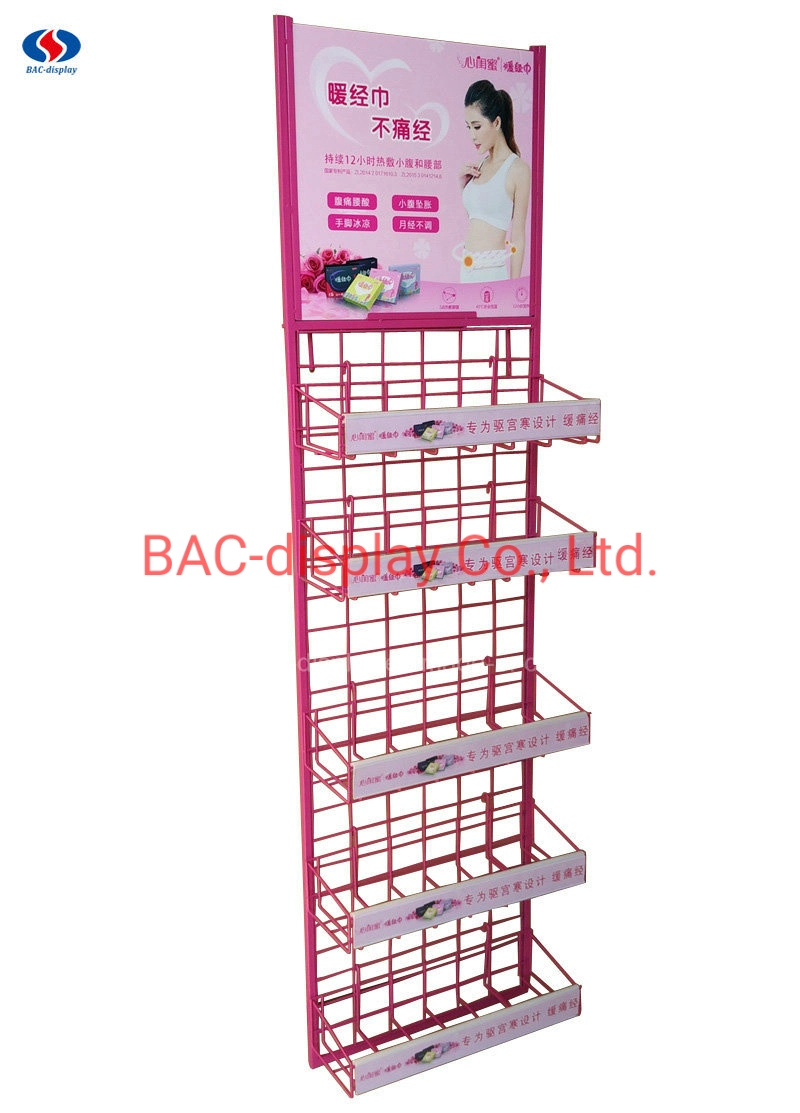 China Manufacturer Pink Iron Display Rack for Sanitary Towel