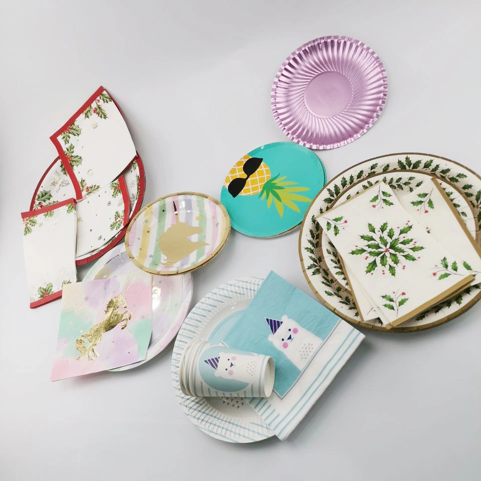 Single Use Paper Disposable Tableware Set Holiday Birthday Decoration Sets Party Supplies Party Decorations Set Supplies Wedding