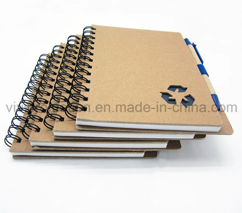 Custom Wholesale/Supplier Spiral Notebook with Eco Friendly Pen for Promotion (SNB125)