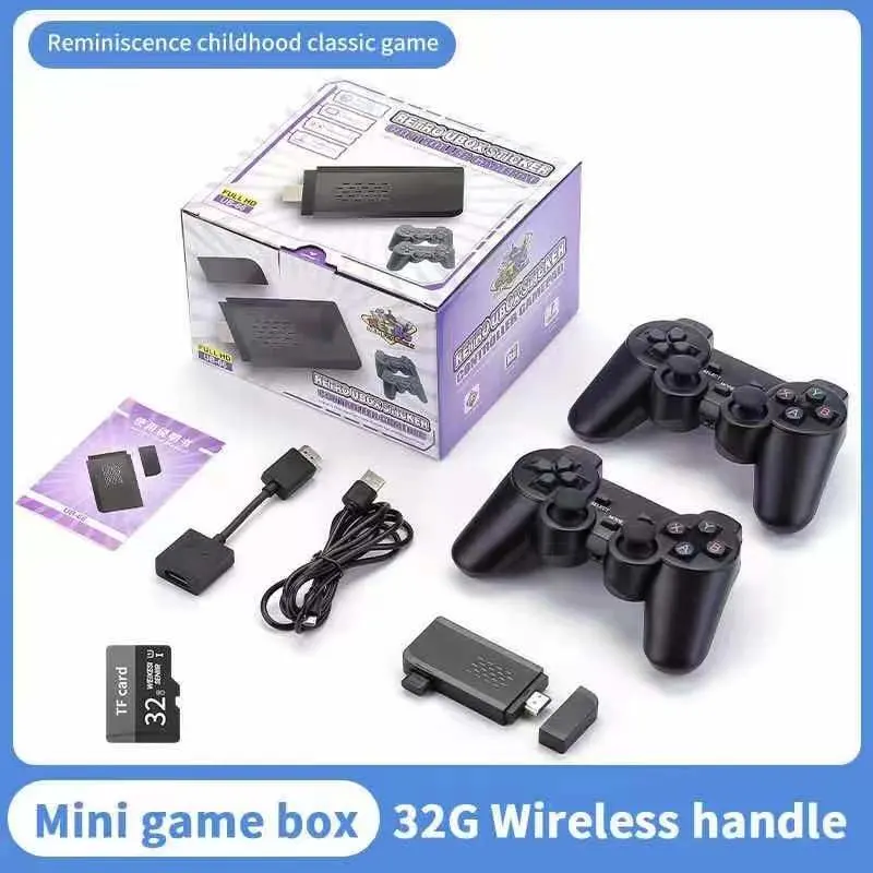 Ub66 Game Player Hot Selling Family TV 64G Built-in 10000 Games Stick 2.4G Wireless Controller Gamepad 4K HD Ub66 Video Game Console