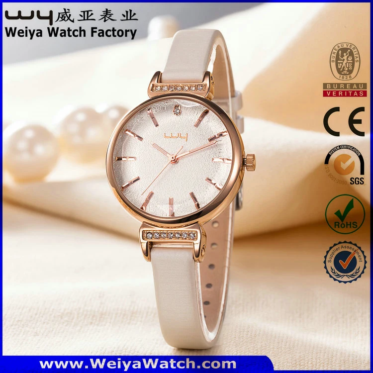 Classic Fashion OEM/ODM Leather Strap Quartz Ladies Watch (Wy-102D)