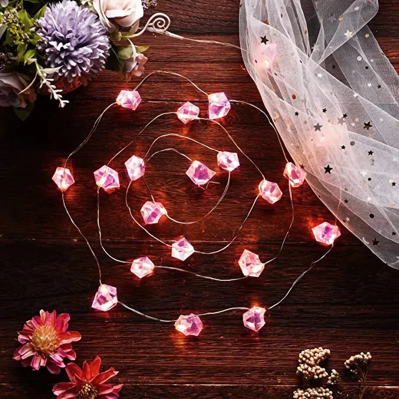 Decoration Clear Acrylic Crystal Stone LED Copper Wire Light