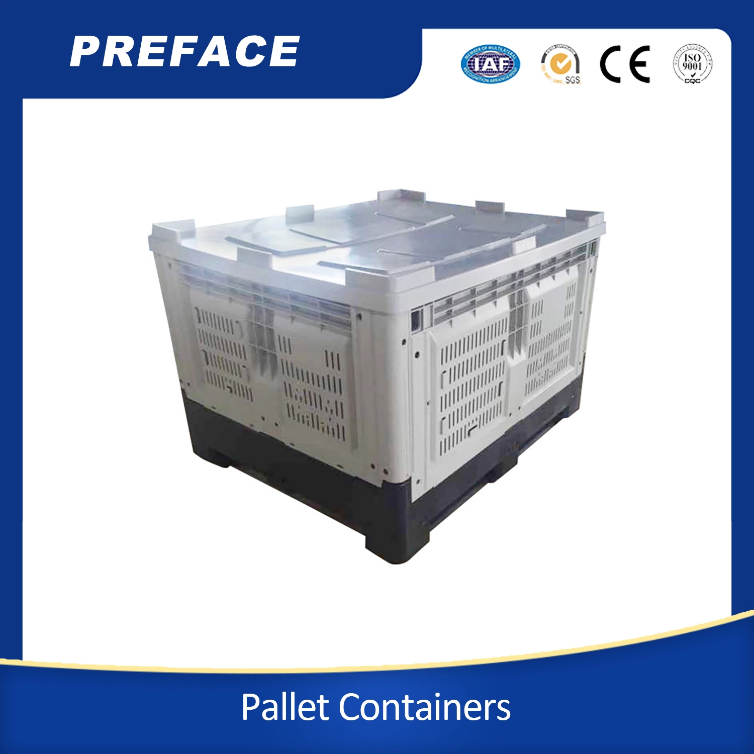 1200X1000mm Large Bulk Container Foldable Plastic Pallet Box Plastic Pallet Box Logistics Transportation