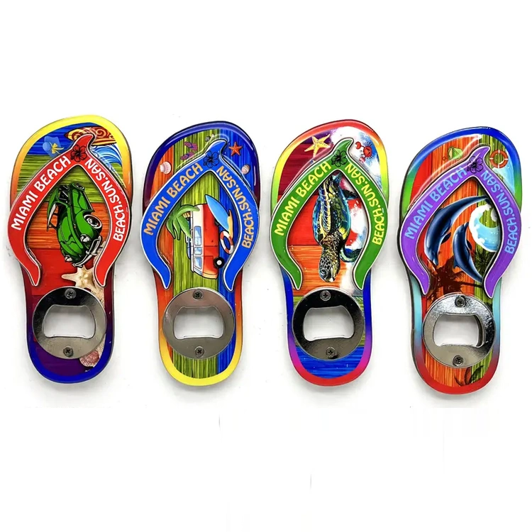 Epoxy madera personalizada Souvenir regalo zapatillas Abrebotellas Flip Flop Abrebotellas