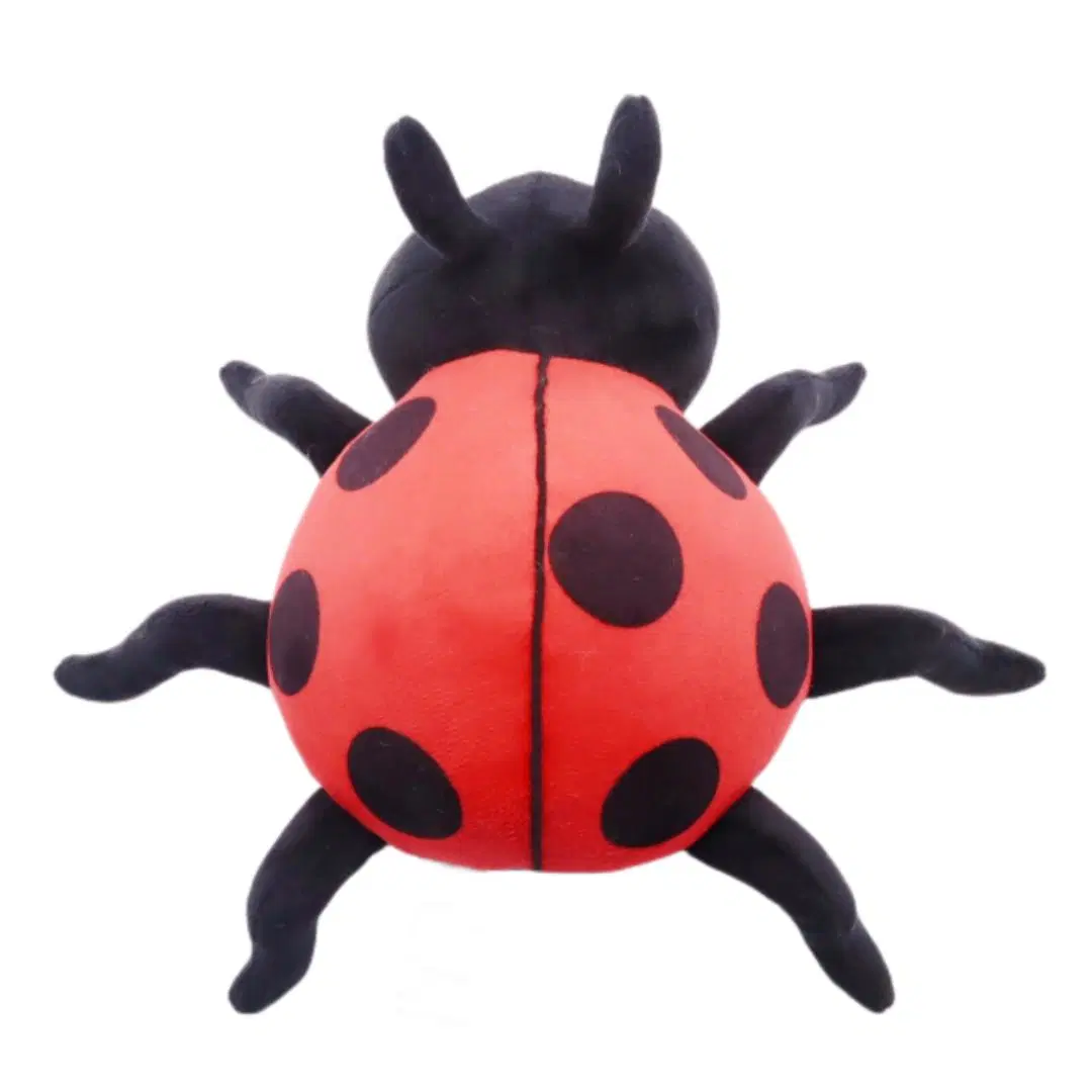 Promotion Plush Insect Toy 9" Seven-Star Ladybird Cartoon Animal Ladybug Red Wings with Black Printing Blue Embroideried Big Eyes Soft Stuffed Beetle Toys