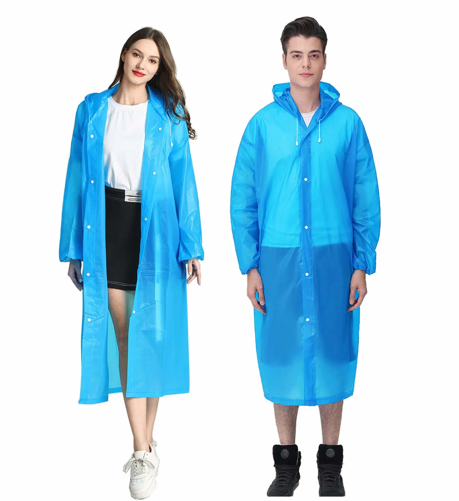 Raincoat, Portable EVA Rain Coats Reusable Rain Poncho with Hood and Elastic Cuff Sleeves