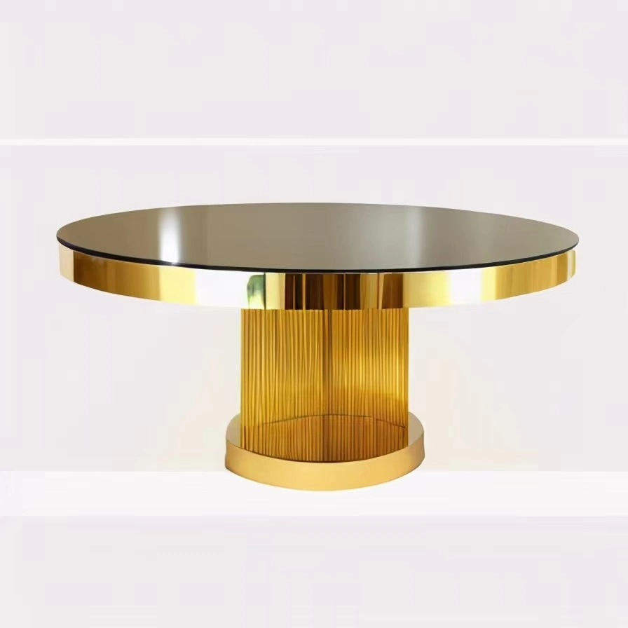 Luxury Living Room Furniture Round Marble Top Stainless Steel Table