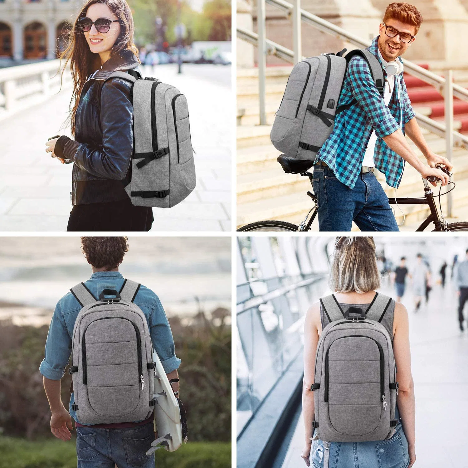 Frais de voyage sac à dos pour ordinateur portable ultraplat antivol d'affaires personnalisés avec port de chargement USB résistant à l'eau College Sports ordinateur sac sac à dos de l'école