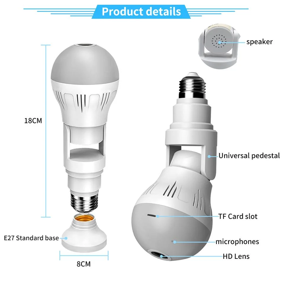 Hot Qearim V380 PRO HD 1080P 2021 New Item LED Light Bulb Wireless WiFi Smart IP Camera 360 Degree